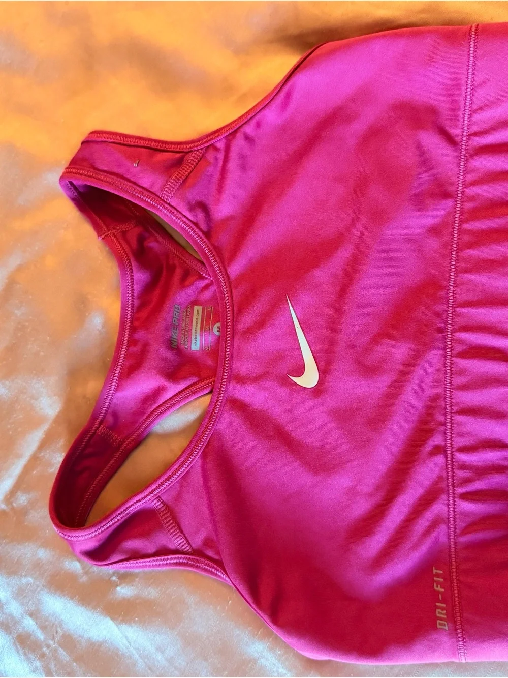 Nike Pink Dri-FIT Sports Bra with White Swoosh